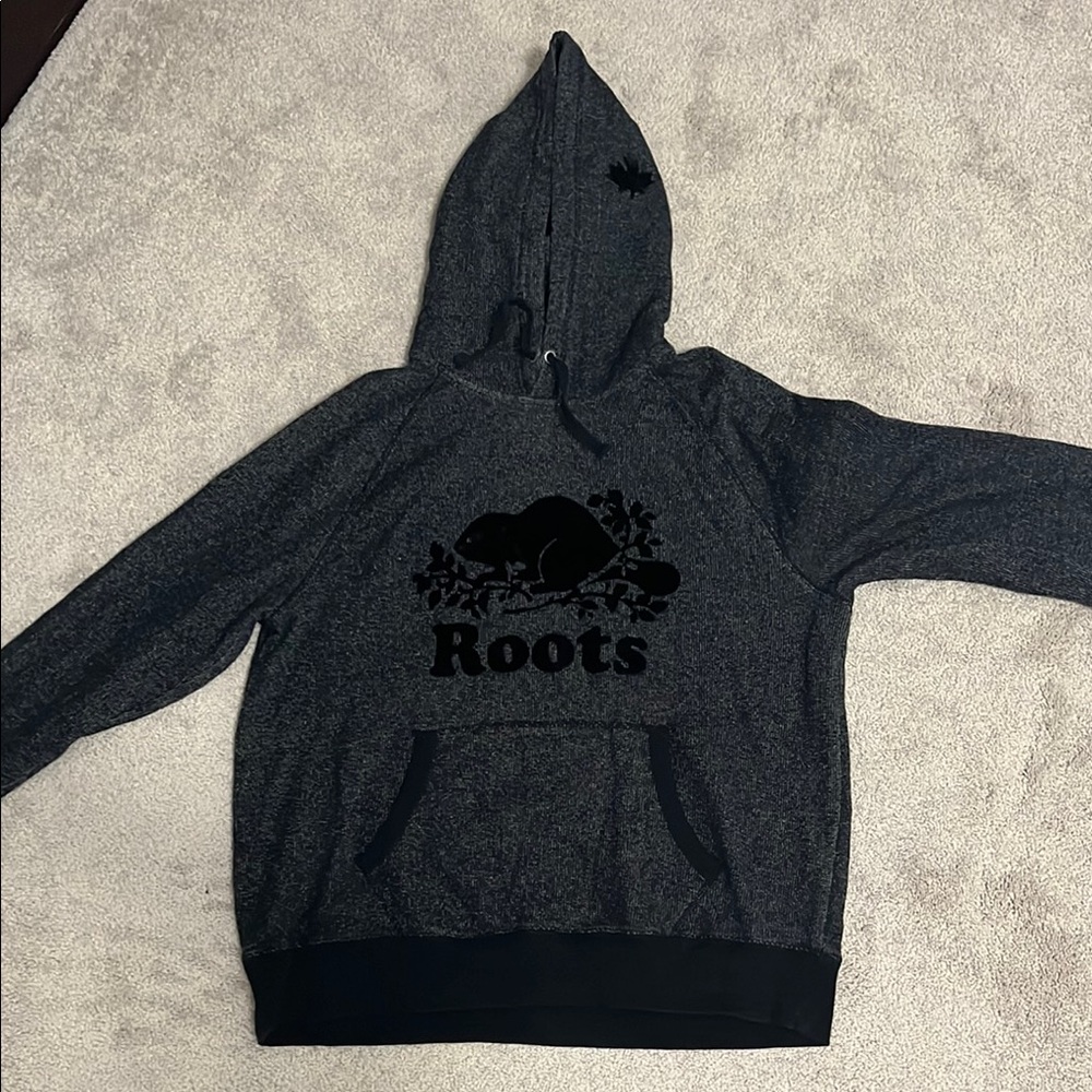 Roots Charcoal Hoodie with Black Emblem